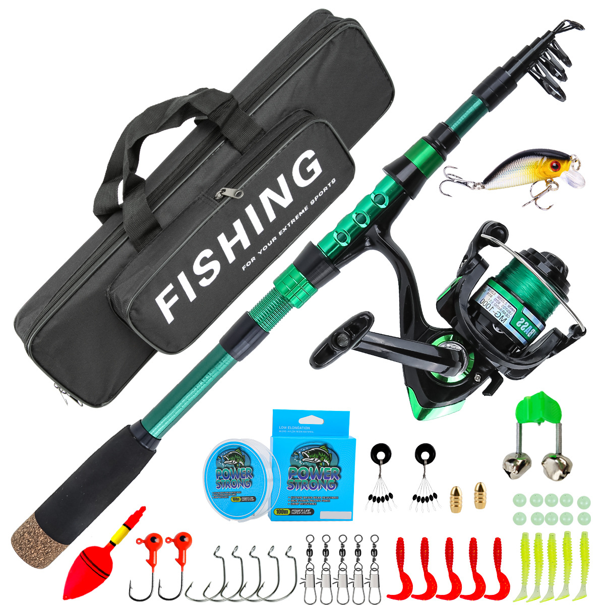 Fishing Line Box - 1.8 Metre Yeşil Karbon Fiber Teleskopik